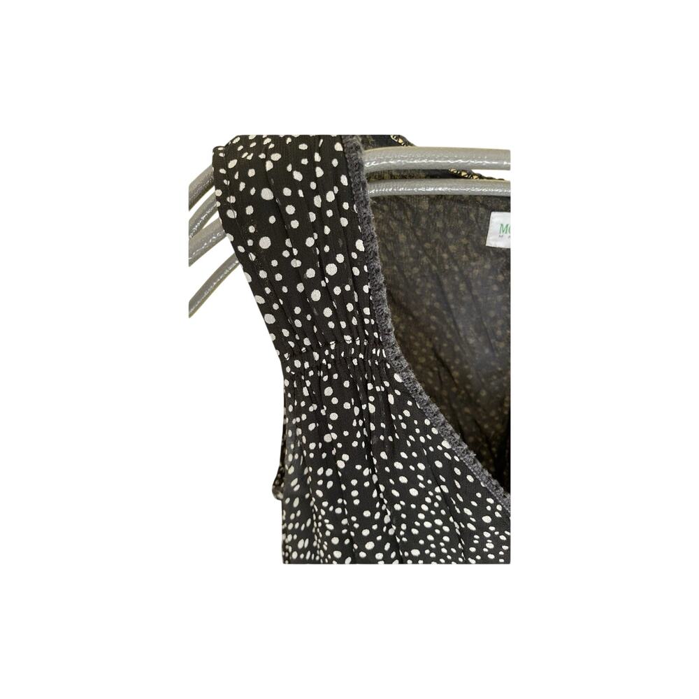 Y2K 90s Slip Dress Womens M Polka Dot Black Midi Flowy Baby Doll Dainty Ribbon - Picture 7 of 12
